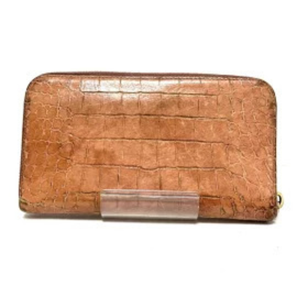 Miu Miu Long Wallet Embossed Leather Round Zipper Pink Beige Cream - Picture 2 of 6